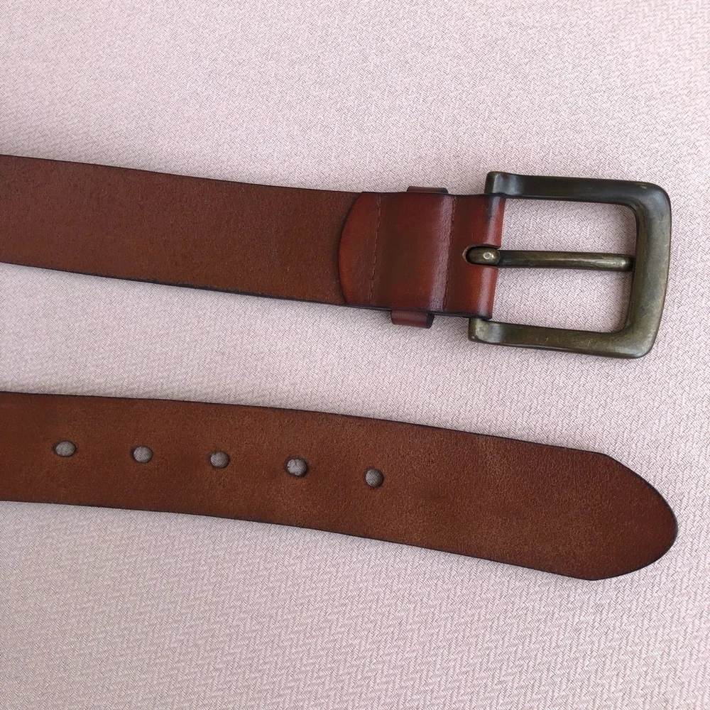 Levi’s Strauss & Co. Shotgun Leather Belt Brown Full Grain Brown Leather Size 38